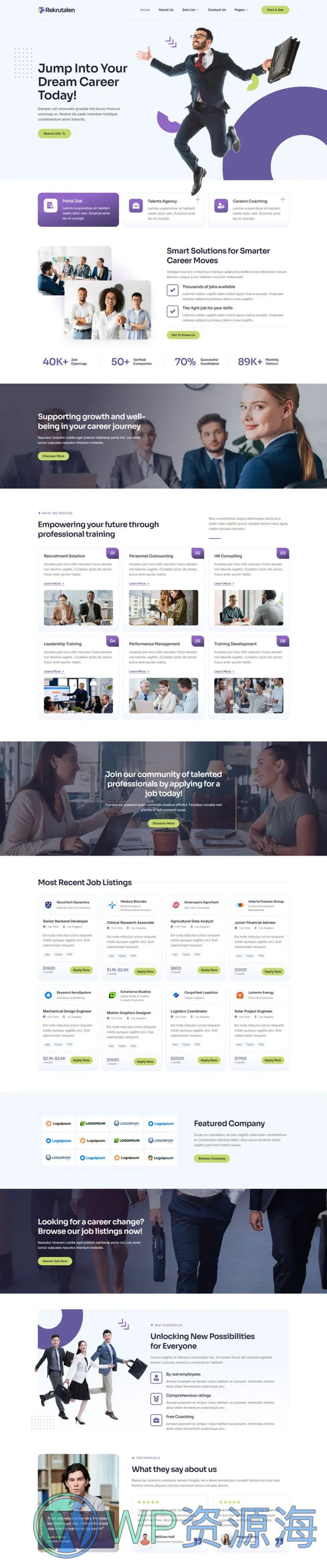 服务/咨询 Elementor 模板首页预览