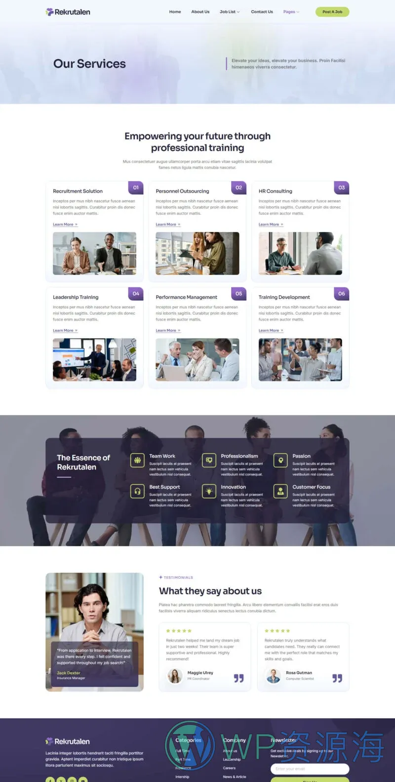 服务/咨询 Elementor 模板服务页面预览