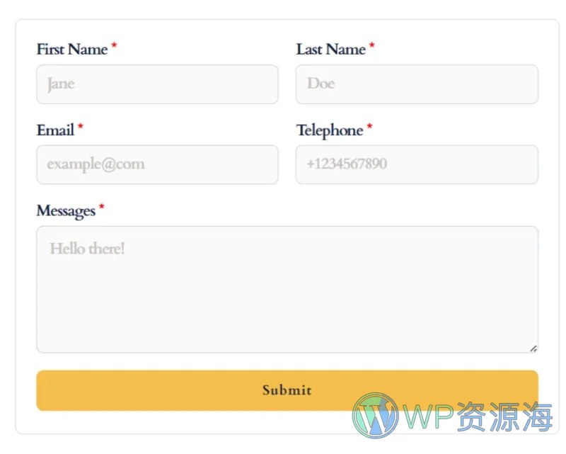 教会与宗教机构Elementor网站模板_一键导入快速建站插图7-WP资源海 组织/机构 Elementor 模板联系表单预览