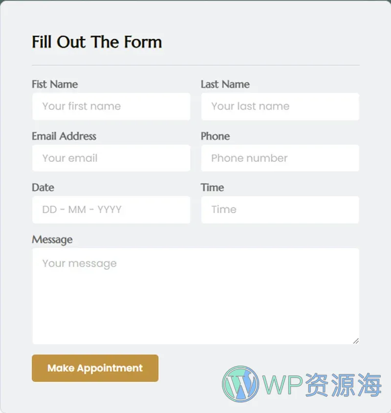 美容/美发 Elementor 模板预约表单预览