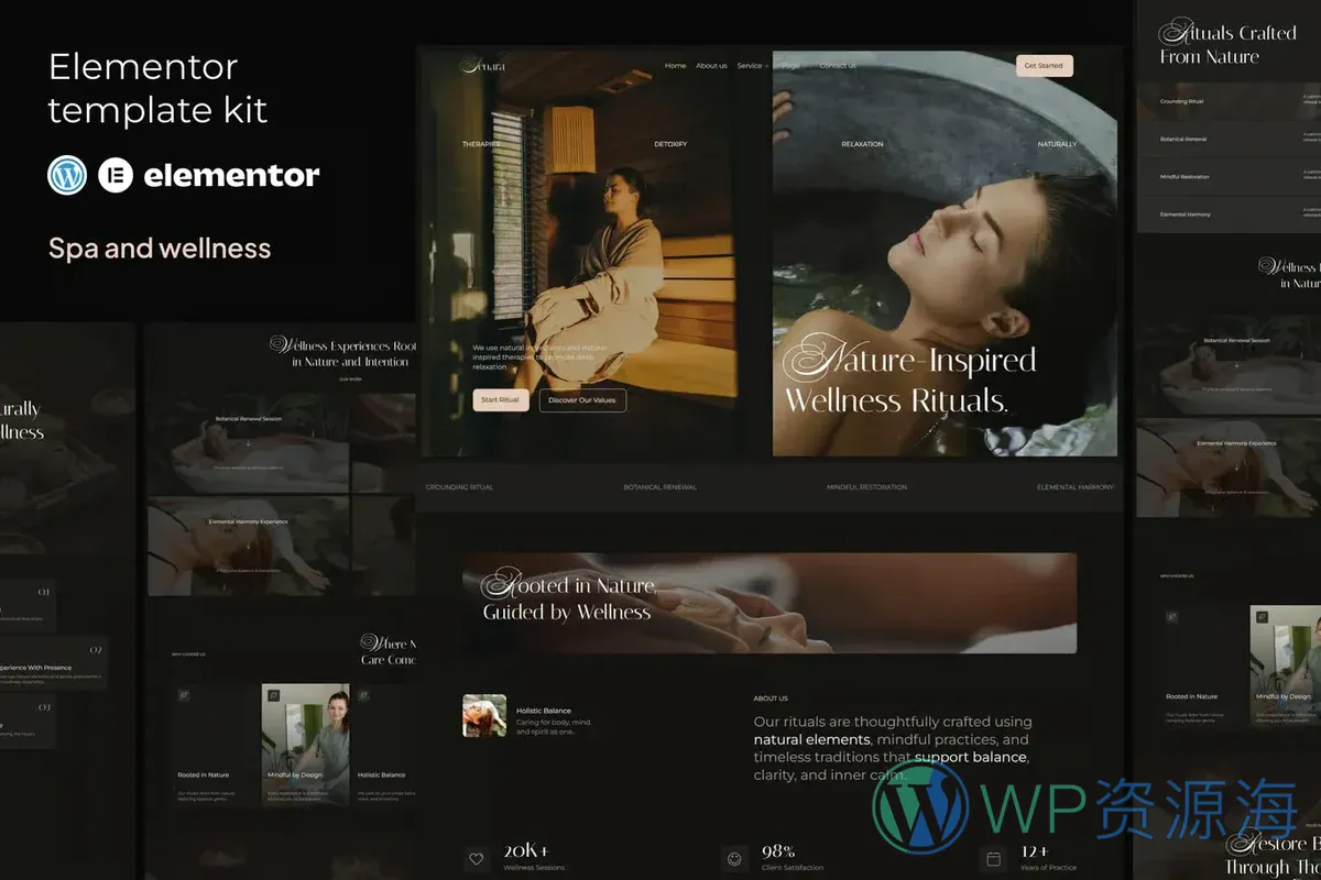 SPA 水疗养生会所Elementor网站模板_一键导入快速建站插图-WP资源海 美容/美发 Elementor 网站模板封面