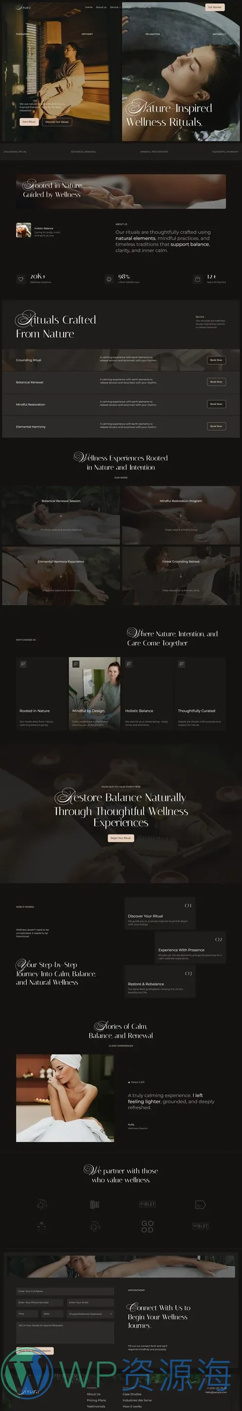 SPA 水疗养生会所Elementor网站模板_一键导入快速建站插图1-WP资源海 美容/美发 Elementor 模板首页预览