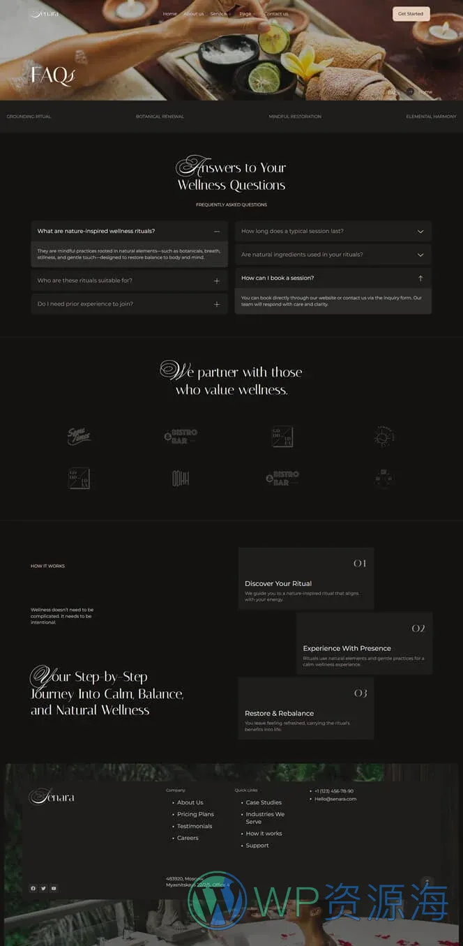 SPA 水疗养生会所Elementor网站模板_一键导入快速建站插图4-WP资源海 美容/美发 Elementor 模板常见问题预览