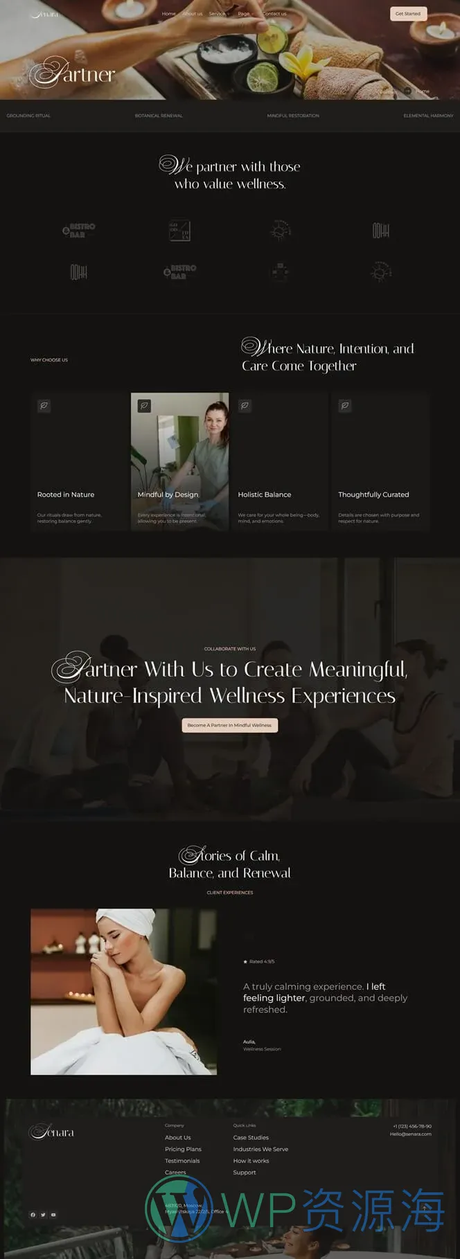 SPA 水疗养生会所Elementor网站模板_一键导入快速建站插图5-WP资源海 美容/美发 Elementor 模板合作伙伴预览