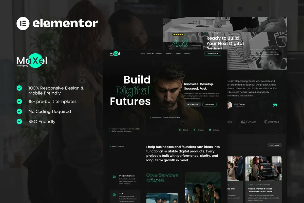 网站开发作品集Elementor网站模板_一键导入快速建站