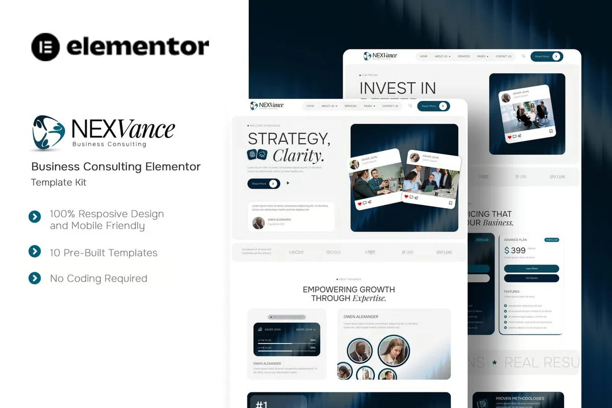 商业咨询机构Elementor网站模板_一键导入快速建站