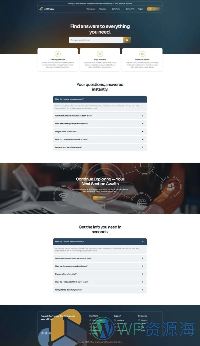 软件公司官网Elementor网站模板_一键导入快速建站插图6-WP资源海 软件/开发 Elementor 模板帮助中心预览