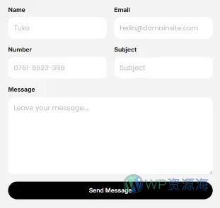 摄影作品集Elementor网站模板_一键导入快速建站插图5-WP资源海 摄影 Elementor 模板联系表单预览
