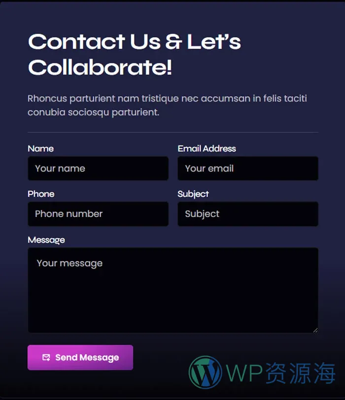 广告/营销 Elementor 模板联系表单预览