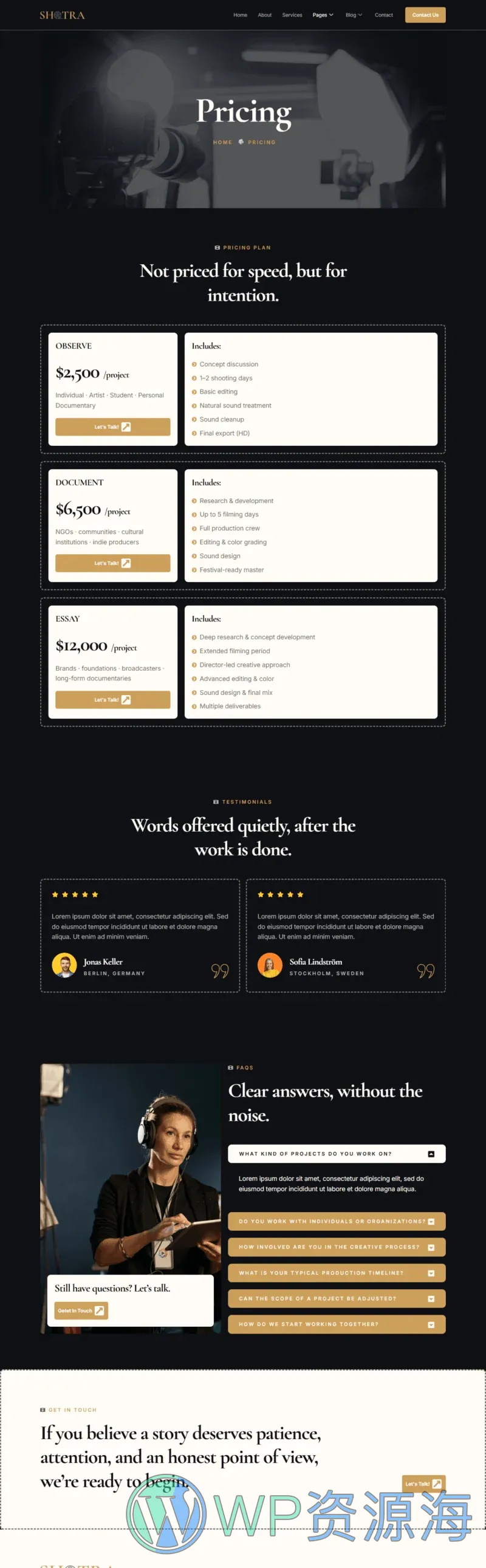 多媒体 Elementor 模板价格页面预览