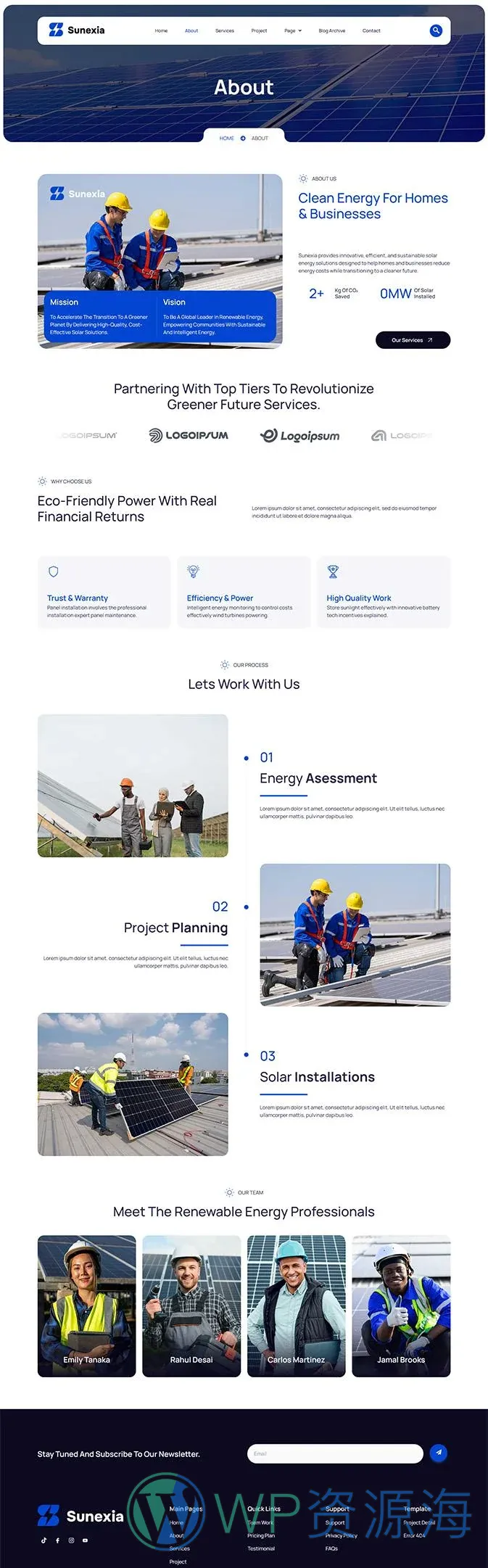 太阳能与可再生能源公司Elementor网站模板_一键导入快速建站插图2-WP资源海 工业/工厂 Elementor 模板关于我们预览