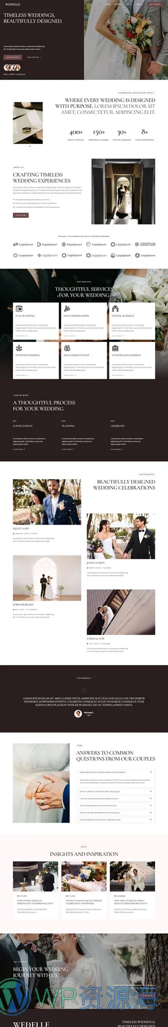 婚礼/婚庆 Elementor 模板首页预览