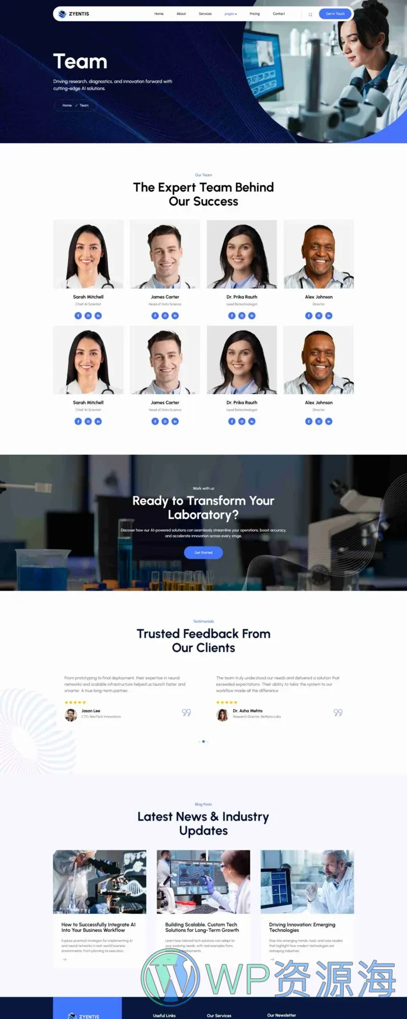 AI Elementor 模板团队页面预览