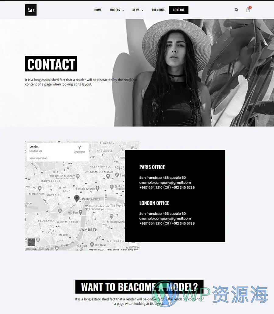 Fashion and Modeling Contact Page