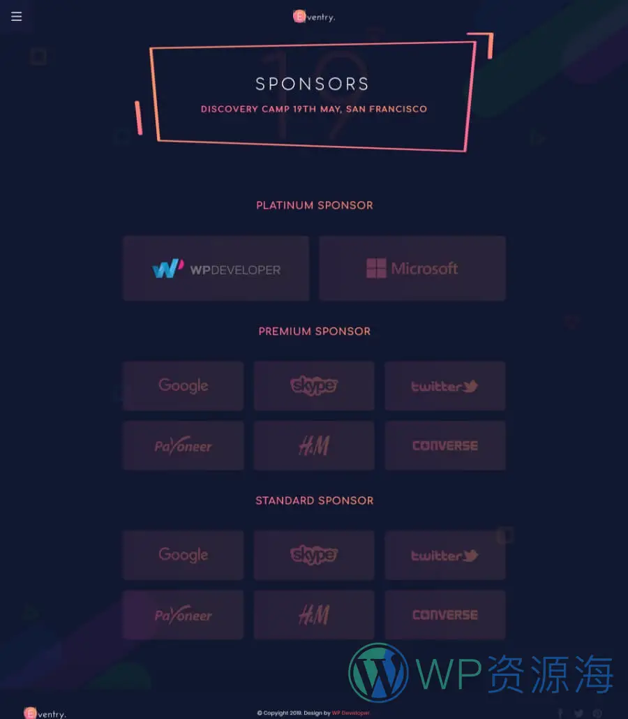 快速建站Elementor网站模板_一键导入快速建站插图7-WP资源海 EventGree Event Template Sponsor
