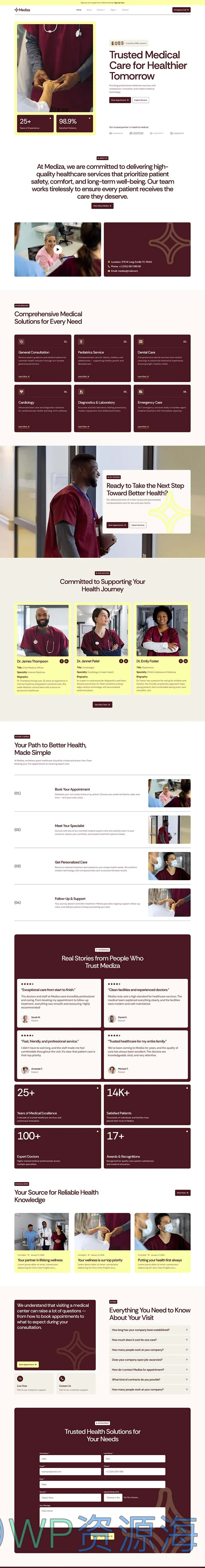 医疗保健服务机构Elementor网站模板_一键导入快速建站插图1-WP资源海 健康/医药 Elementor 模板首页预览