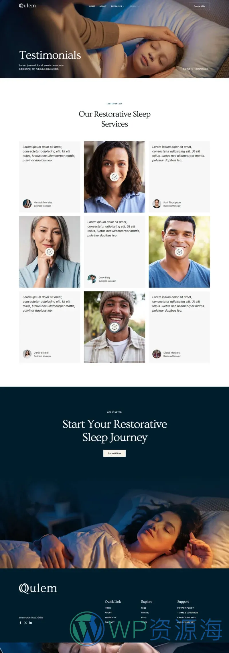 健康/医药 Elementor 模板客户评价预览