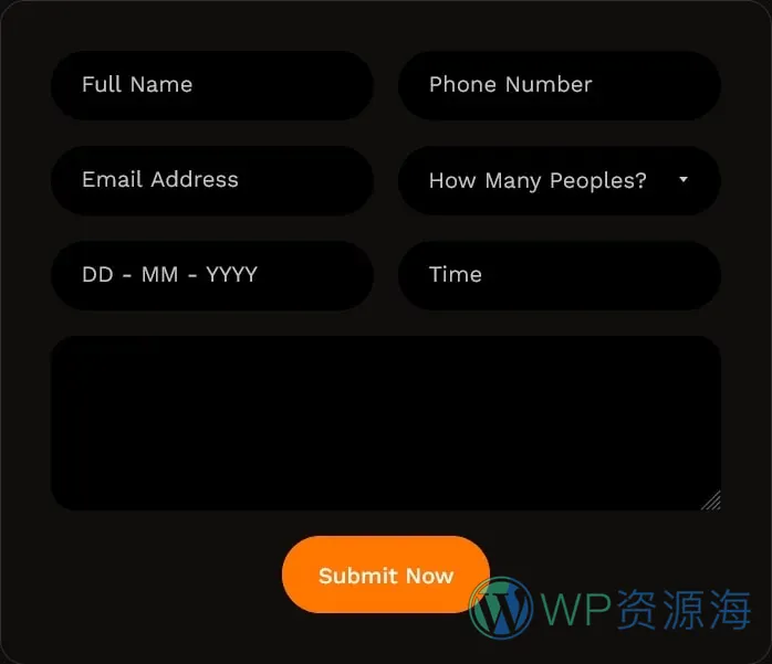 酒店餐厅Elementor网站模板_一键导入快速建站插图7-WP资源海 旅馆/酒店 Elementor 模板表单预览