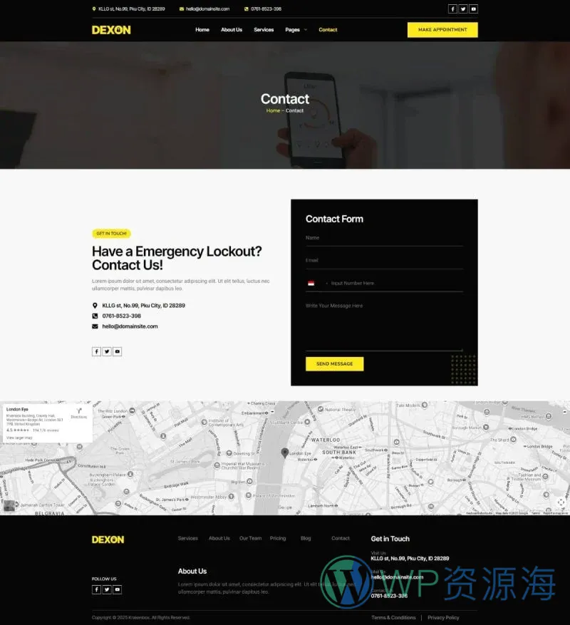 维修 Elementor 模板联系页面预览