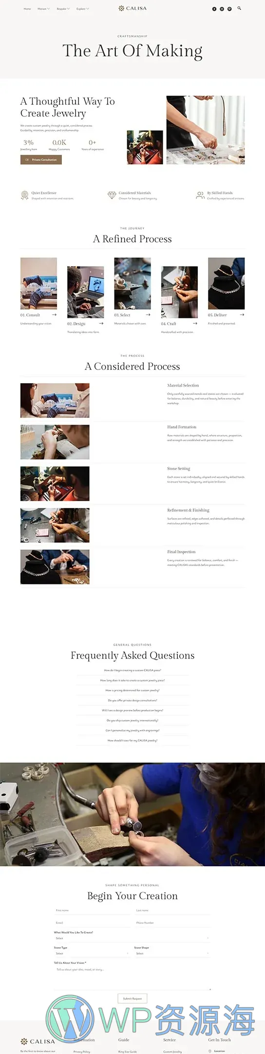 定制珠宝首饰Elementor网站模板_一键导入快速建站插图3-WP资源海 黄金/珠宝 Elementor 模板制作工艺预览