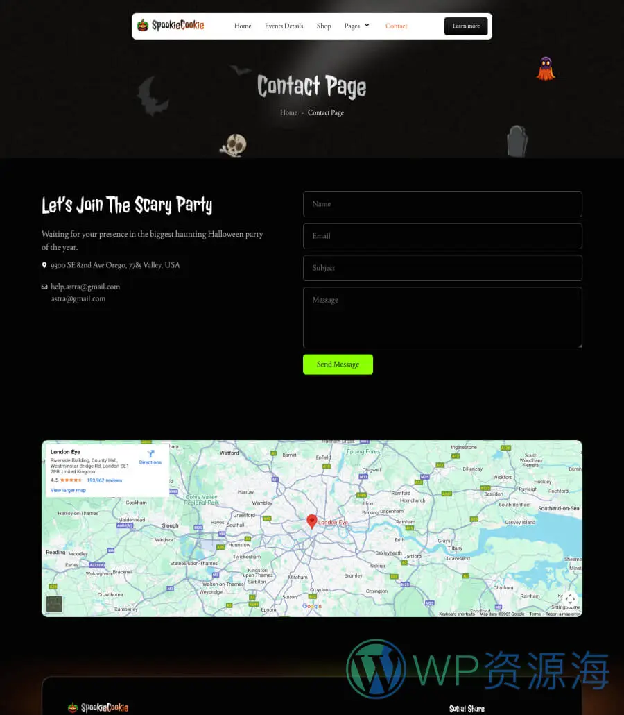 SpookieCookie Contact Page