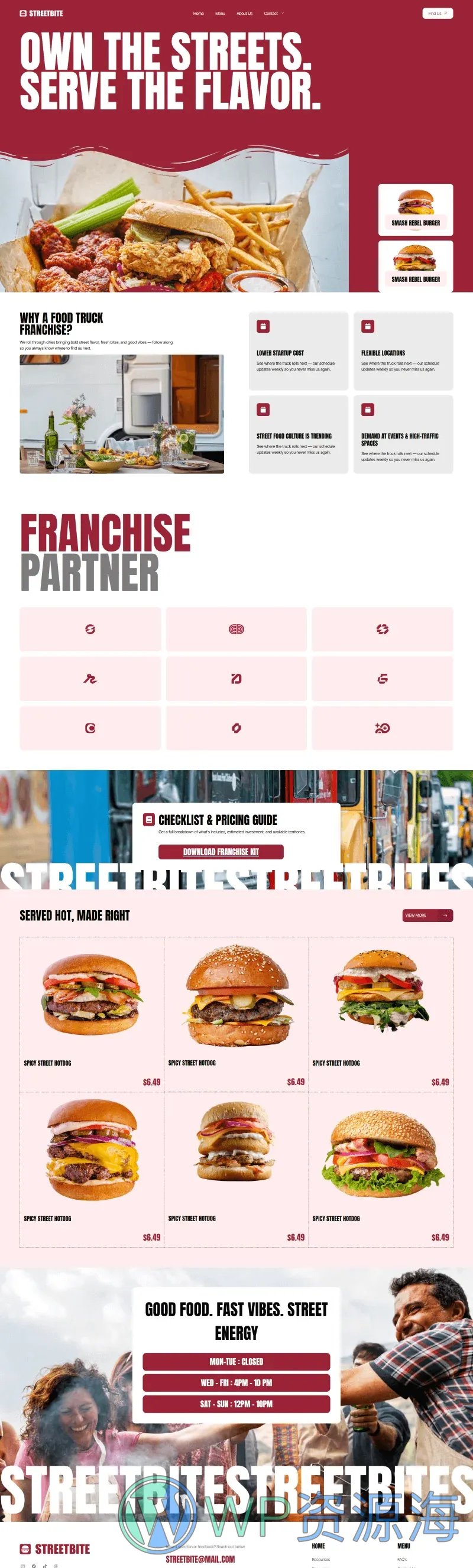 餐饮/食品 Elementor 模板加盟机会预览