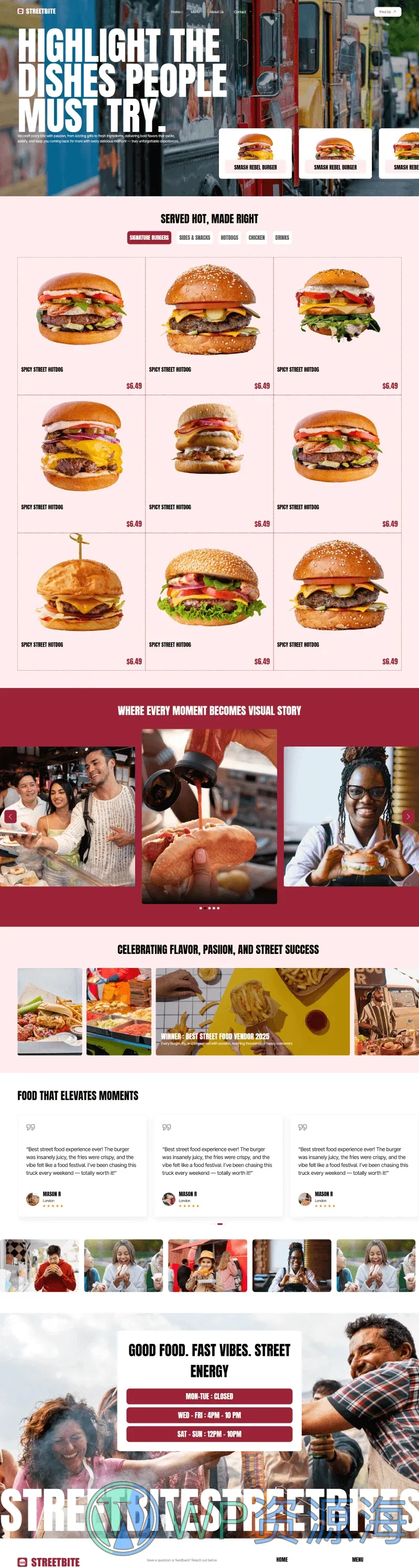 餐饮/食品 Elementor 模板图片展示预览