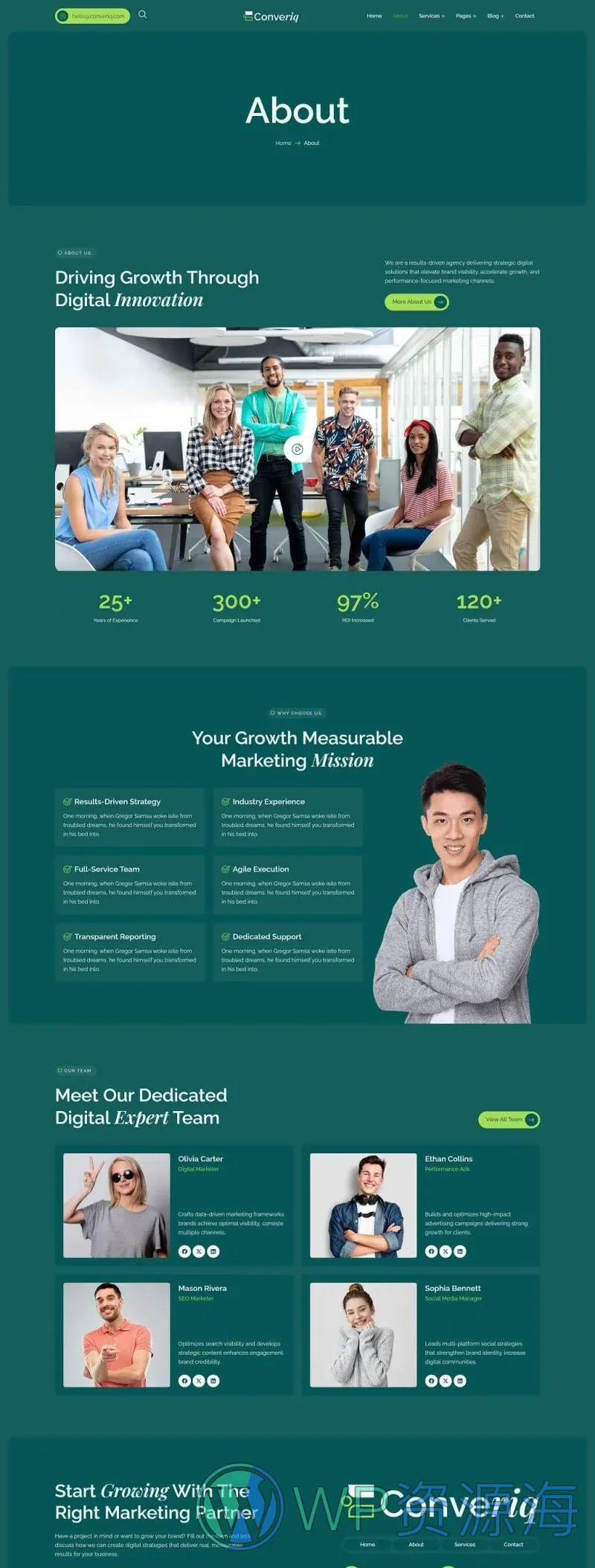 广告/营销 Elementor 模板关于我们预览