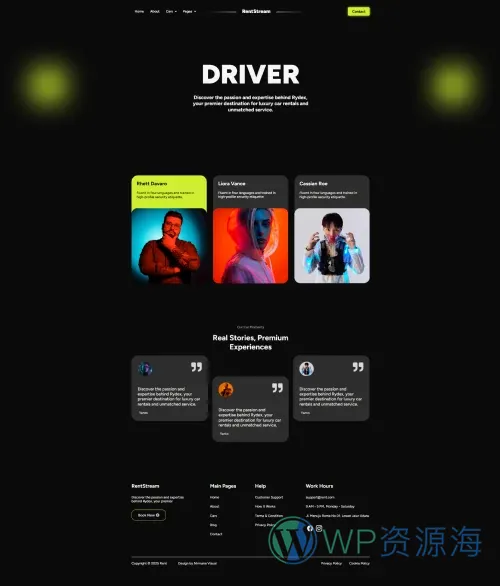 交通工具 Elementor 模板司机团队预览