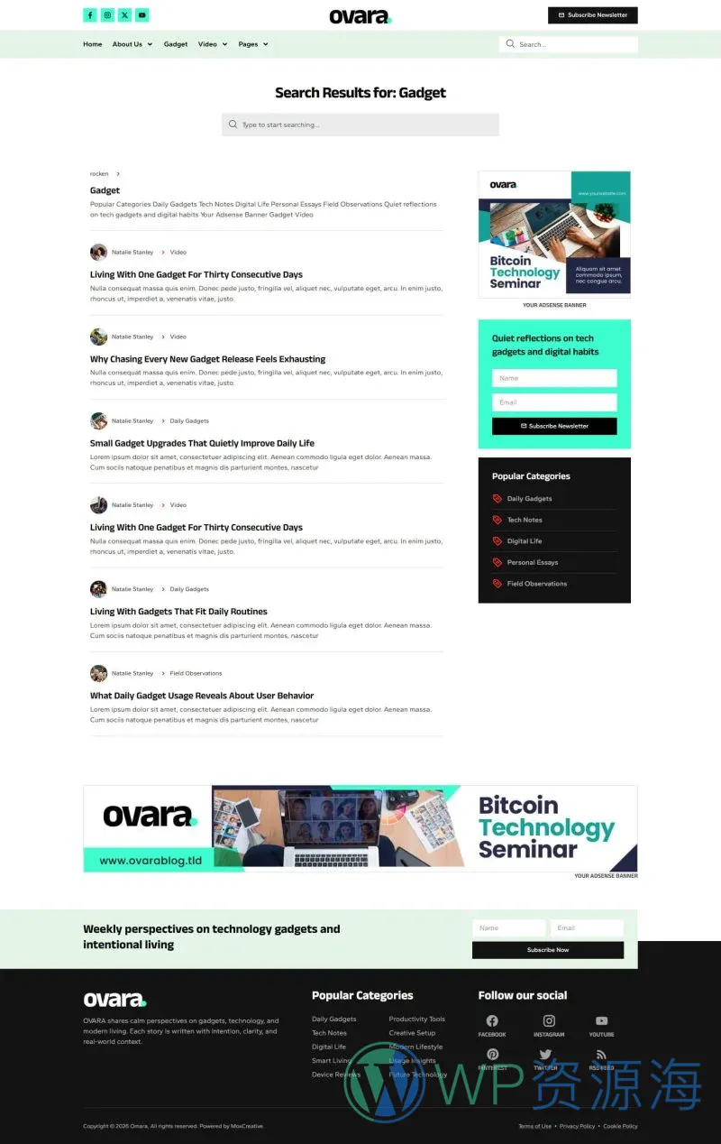 现代科技生活博客Elementor网站模板_一键导入快速建站插图6-WP资源海 博客/杂志 Elementor 模板搜索结果预览