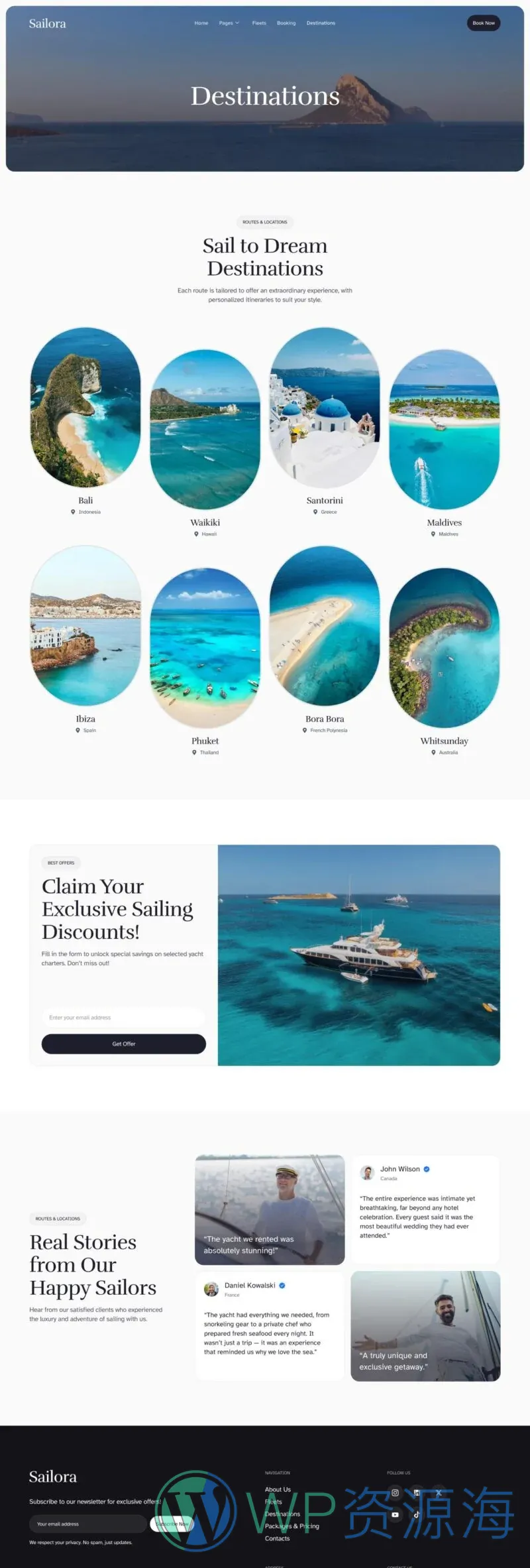 户外/旅行 Elementor 模板目的地列表预览