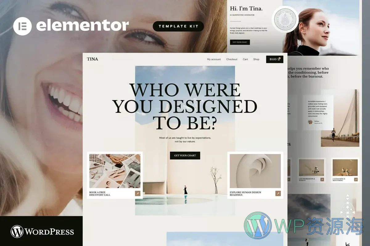 人类图教练咨询Elementor网站模板_一键导入快速建站插图-WP资源海 服务/咨询 Elementor 网站模板封面