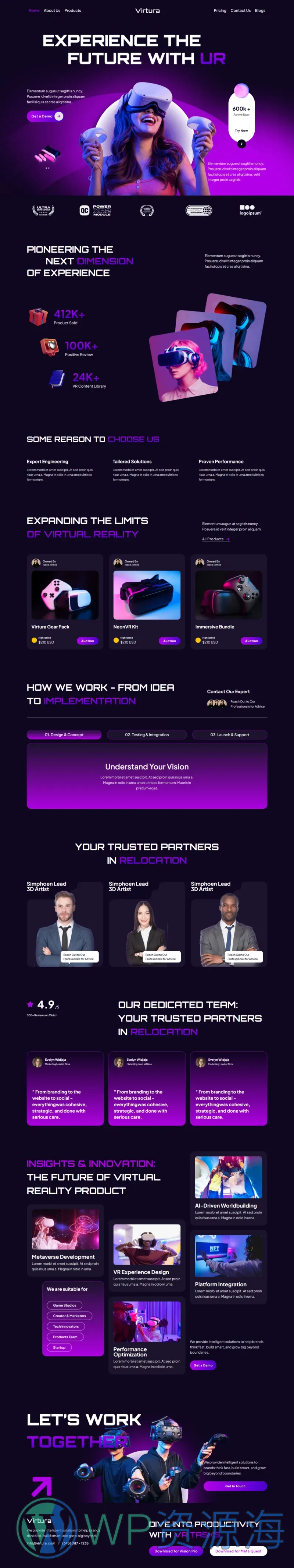 VR游戏与科技Elementor网站模板_一键导入快速建站插图1-WP资源海 游戏/电竞 Elementor 模板首页预览