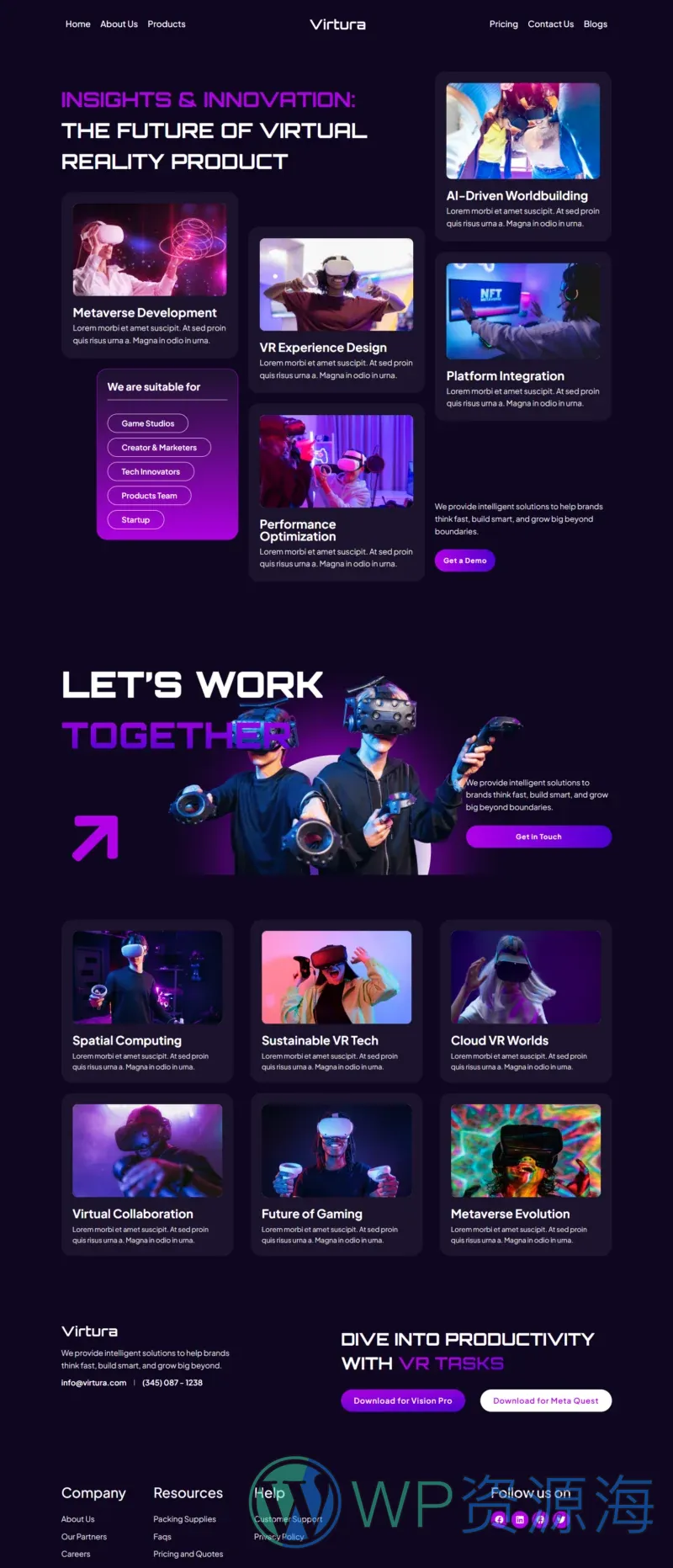 VR游戏与科技Elementor网站模板_一键导入快速建站插图2-WP资源海 游戏/电竞 Elementor 模板博客页面预览