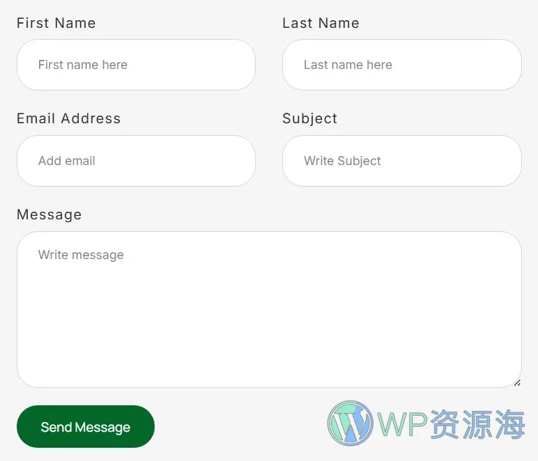 农业与有机农场Elementor网站模板_一键导入快速建站插图7-WP资源海 农业 Elementor 模板联系表单预览