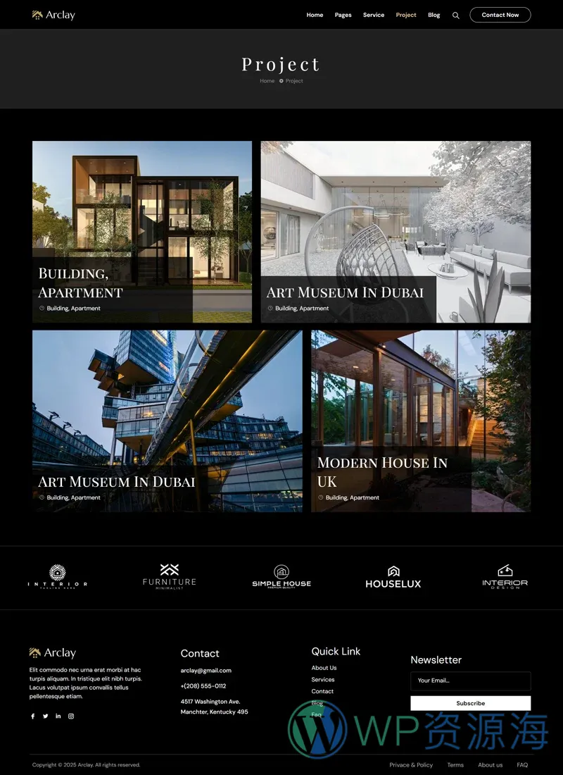 建筑/地产 Elementor 模板项目案例预览