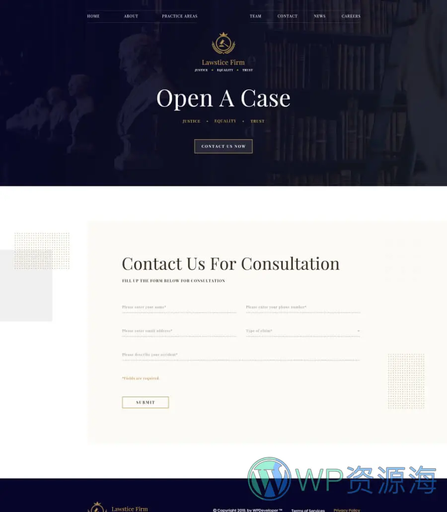 律师事务所Elementor网站模板_一键导入快速建站插图6-WP资源海 Lawstice Open a Case Page