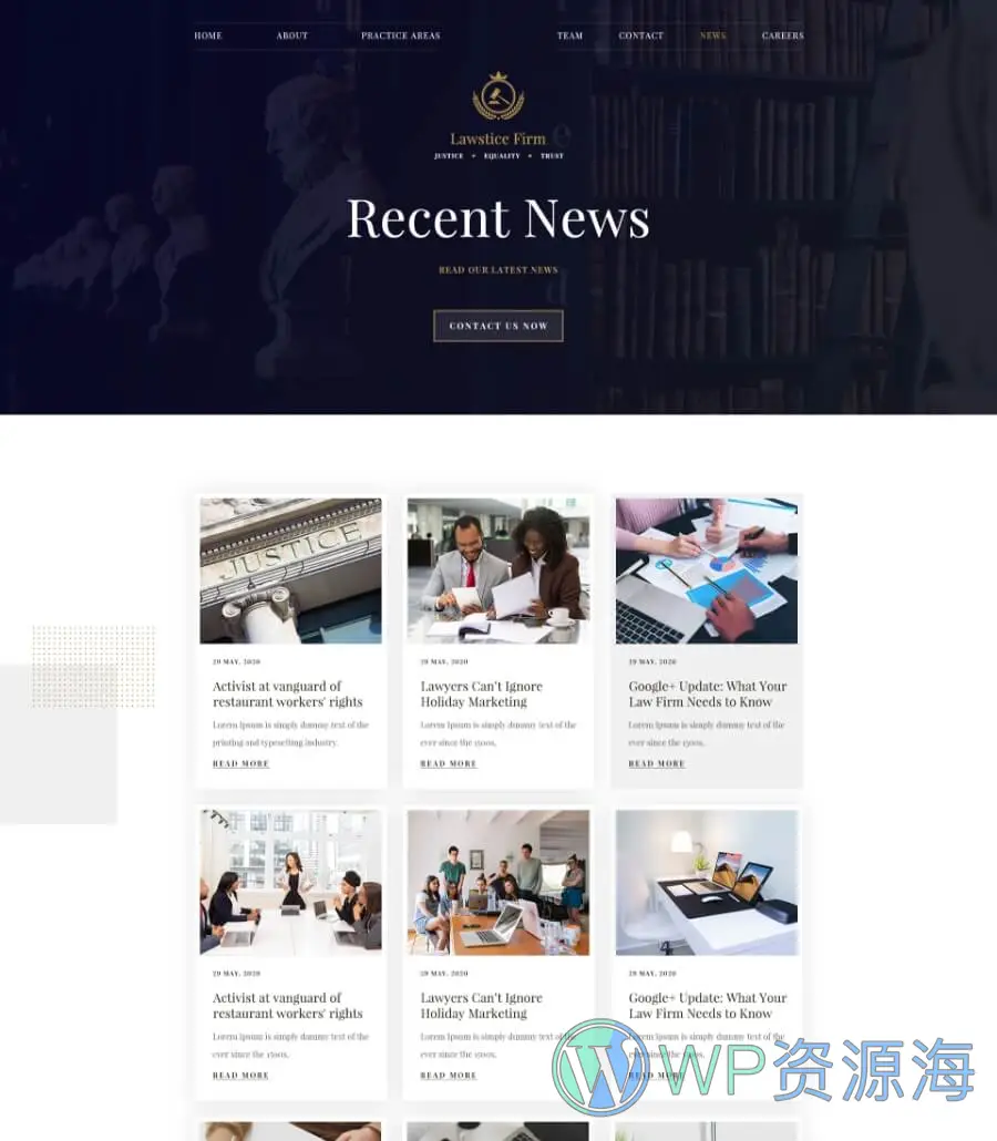 律师事务所Elementor网站模板_一键导入快速建站插图5-WP资源海 Lawstice News Page