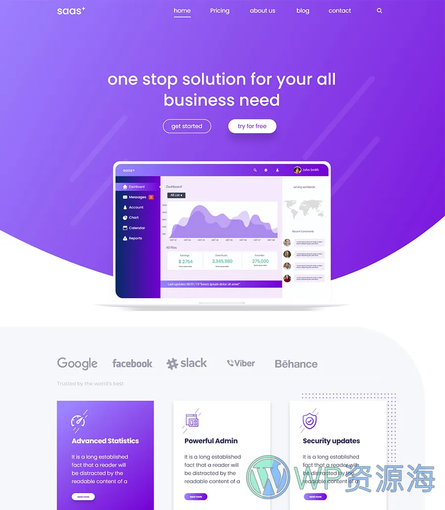 创业Elementor网站模板_一键导入快速建站插图8-WP资源海 SaaS Starter Header