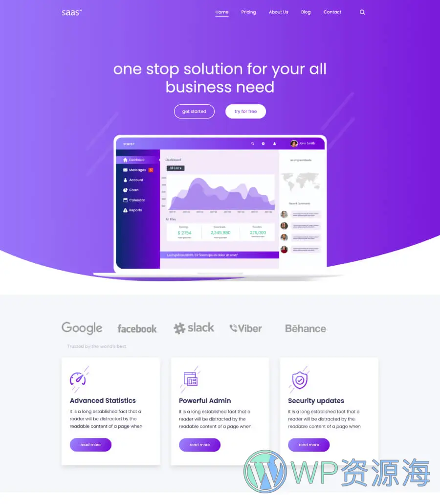 软件产品Gutenberg网站模板_一键导入快速建站插图1-WP资源海 SaaS Starter Home Page For Gutenberg