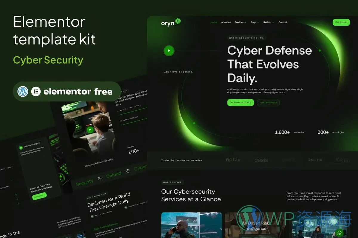 网络安全防护服务Elementor网站模板_一键导入快速建站插图-WP资源海 IT互联网 Elementor 网站模板封面