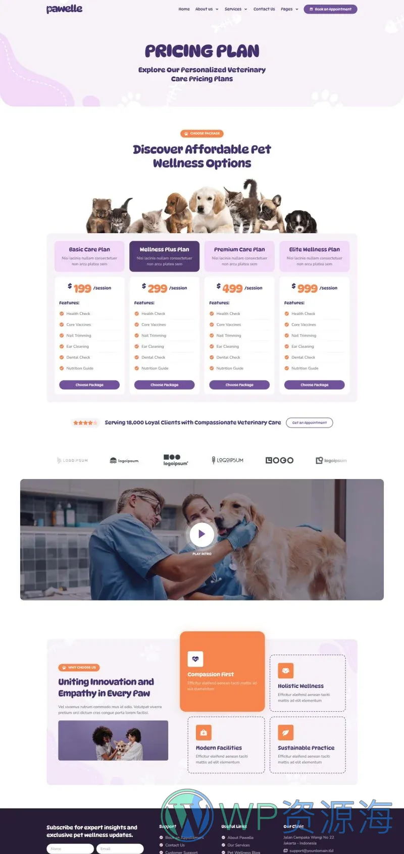 健康/医药 Elementor 模板价格页面预览