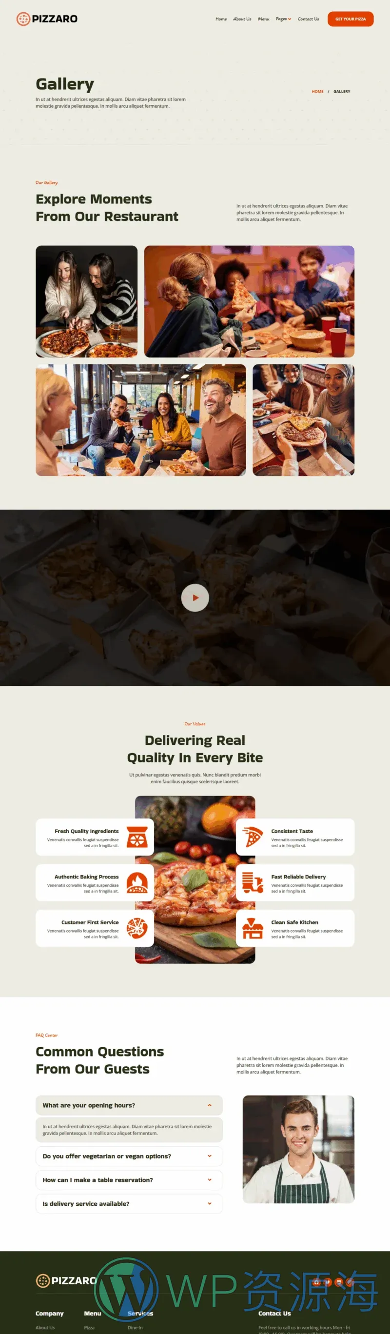 餐饮/食品 Elementor 模板图片展示预览