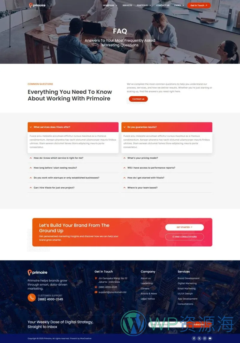 商业顾问服务Elementor网站模板_一键导入快速建站插图1-WP资源海 服务/咨询 Elementor 模板常见问题预览