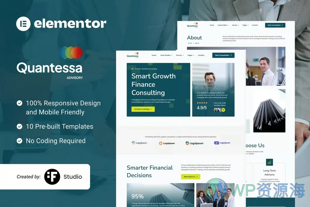 金融与商业咨询Elementor网站模板_一键导入快速建站插图-WP资源海 金融/投资 Elementor 网站模板封面