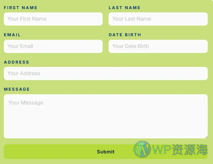 运动/健身 Elementor 模板表单预览
