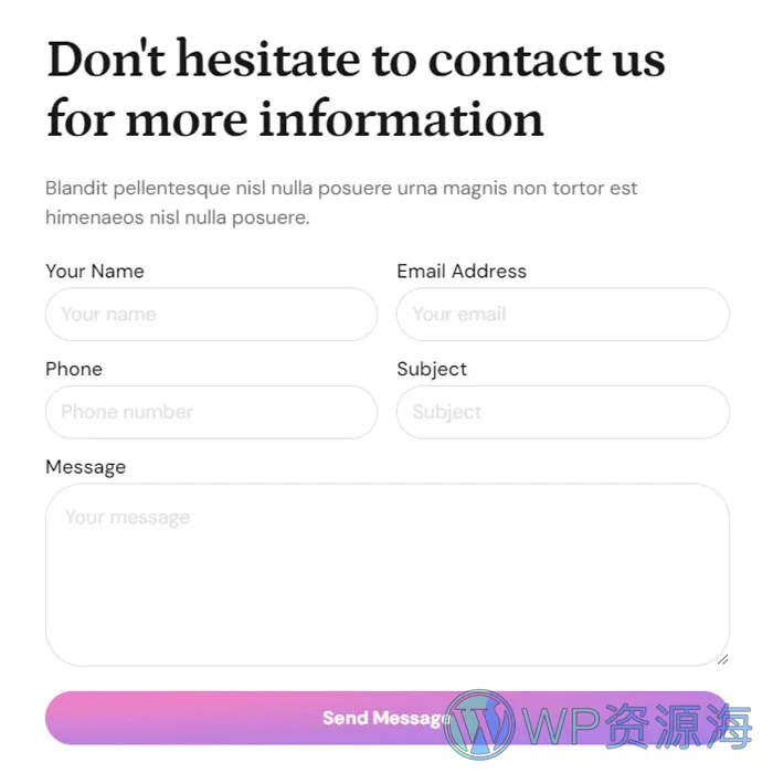 瑜伽/冥想 Elementor 模板联系表单预览