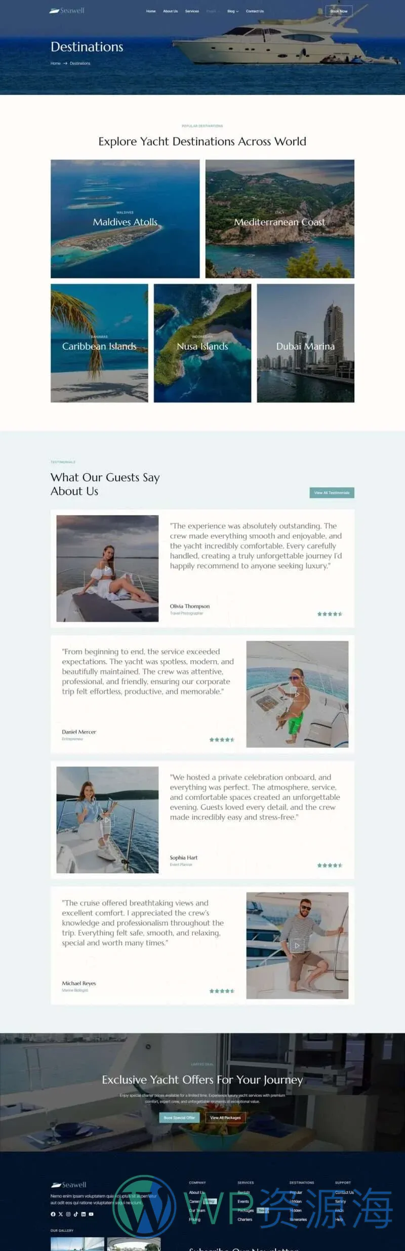 户外/旅行 Elementor 模板目的地列表预览