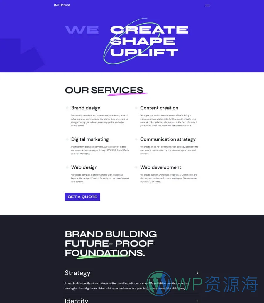 创意Gutenberg网站模板_一键导入快速建站插图6-WP资源海 IMThrive Our Services Page For Gutenberg