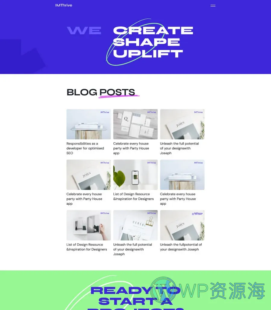 创意Gutenberg网站模板_一键导入快速建站插图5-WP资源海 IMThrive Blog Page For Gutenberg